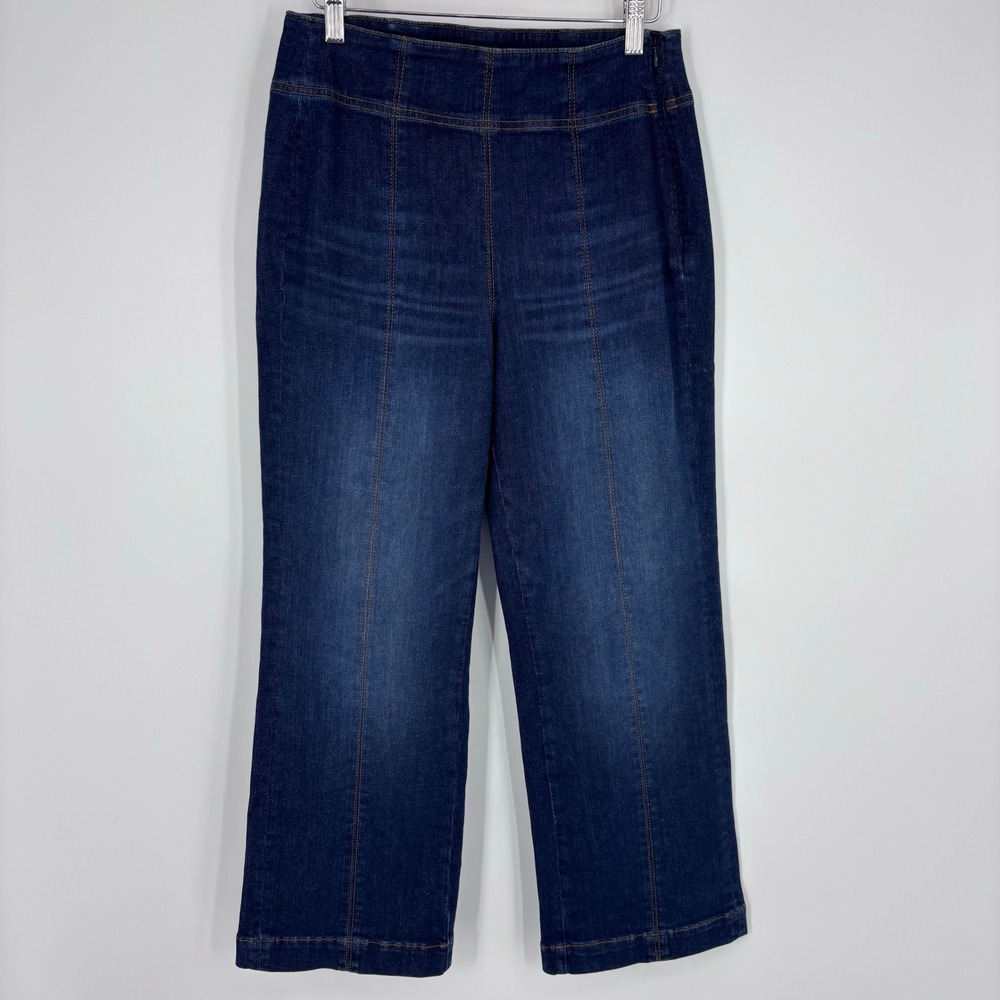 ME+EM Kick Flare Travel Jeans Women 26 Dark Indigo Denim Trouser Pant Designer